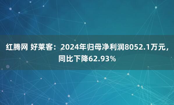 红腾网 好莱客：2024年归母净利润8052.1万元，同比下降62.93%