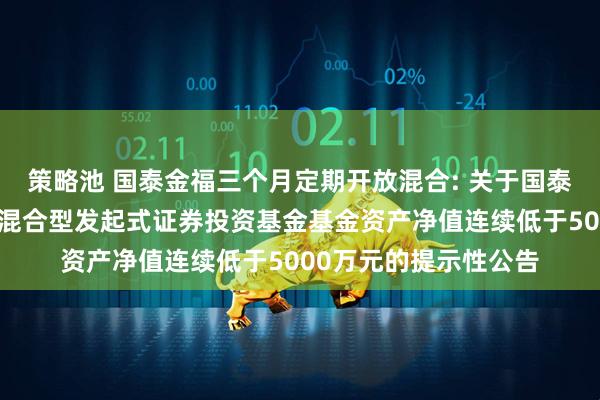 策略池 国泰金福三个月定期开放混合: 关于国泰金福三个月定期开放混合型发起式证券投资基金基金资产净值连续低于5000万元的提示性公告